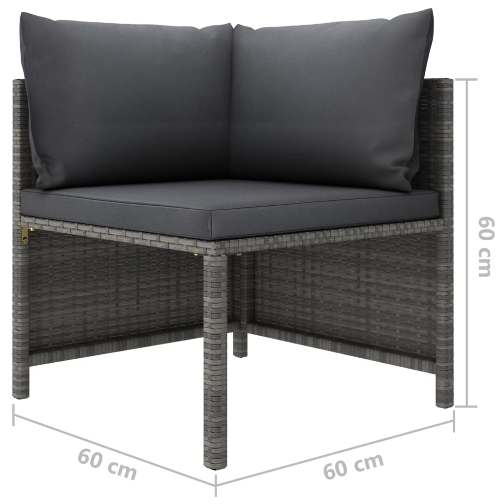 Set Divani da Giardino 5 pz con Cuscini in Polyrattan Grigio - homemem39