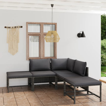 Set Divani da Giardino 6 pz con Cuscini in Polyrattan Grigio - homemem39