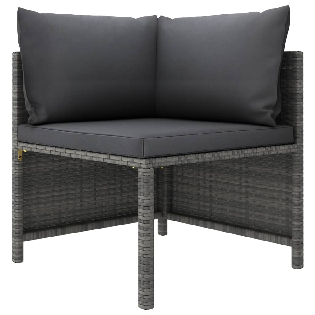 Set Divani da Giardino 6 pz con Cuscini in Polyrattan Grigio - homemem39