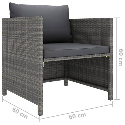 Set Divani da Giardino 6 pz con Cuscini in Polyrattan Grigio - homemem39