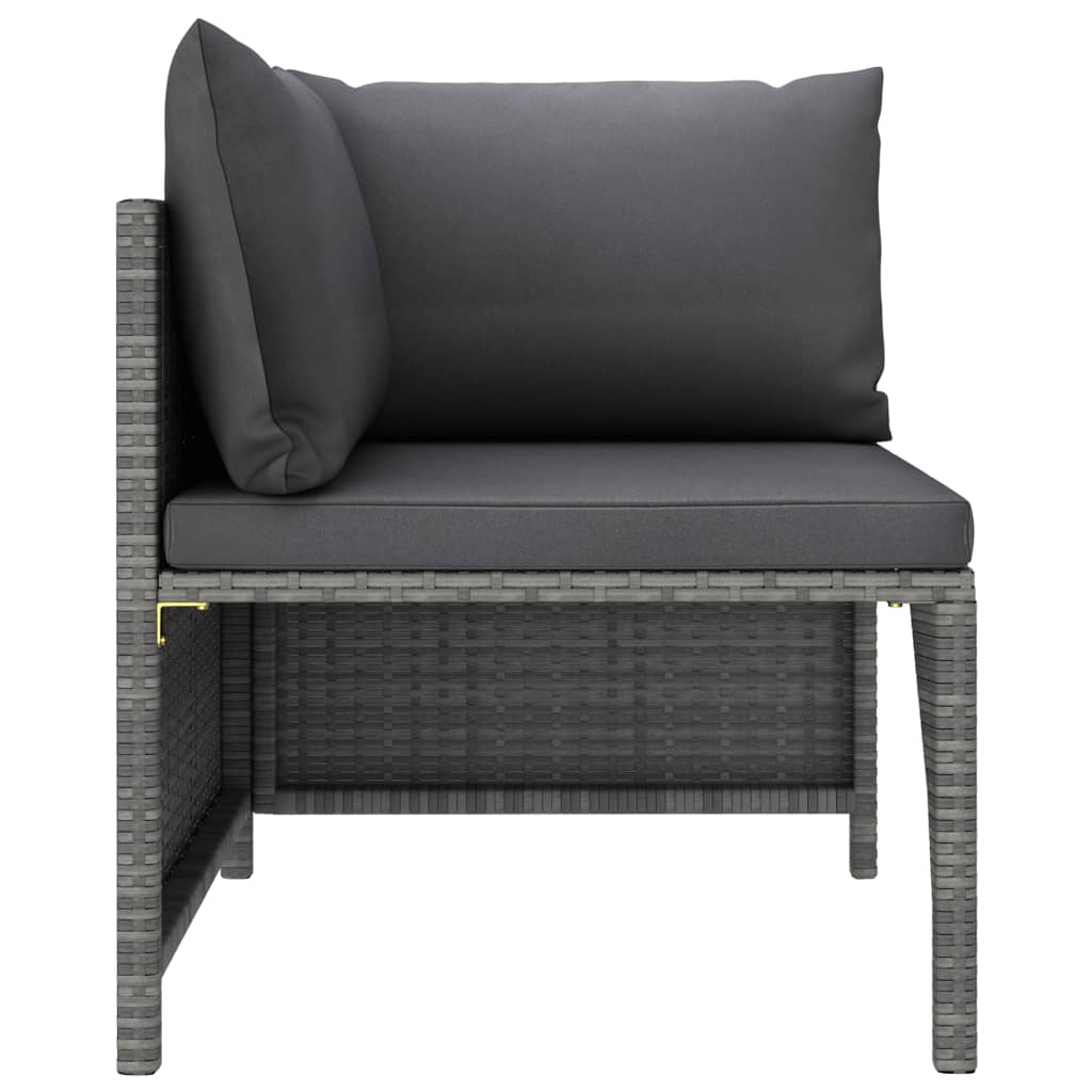 Set Divani da Giardino 6 pz con Cuscini in Polyrattan Grigio - homemem39