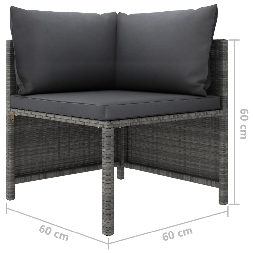 Set Divani da Giardino 7 pz con Cuscini in Polyrattan Grigio - homemem39