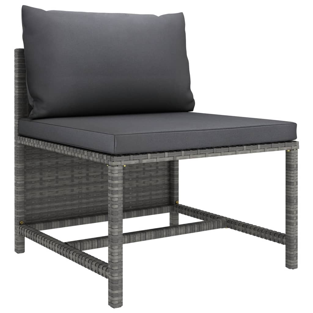 Set Divani da Giardino 7 pz con Cuscini in Polyrattan Grigio - homemem39