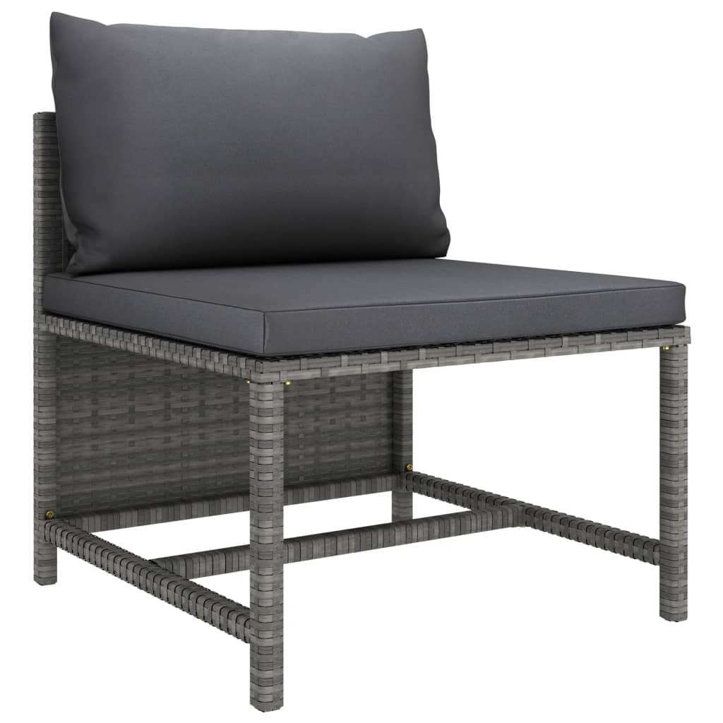 Set Divani da Giardino 9 pz con Cuscini in Polyrattan Grigio - homemem39