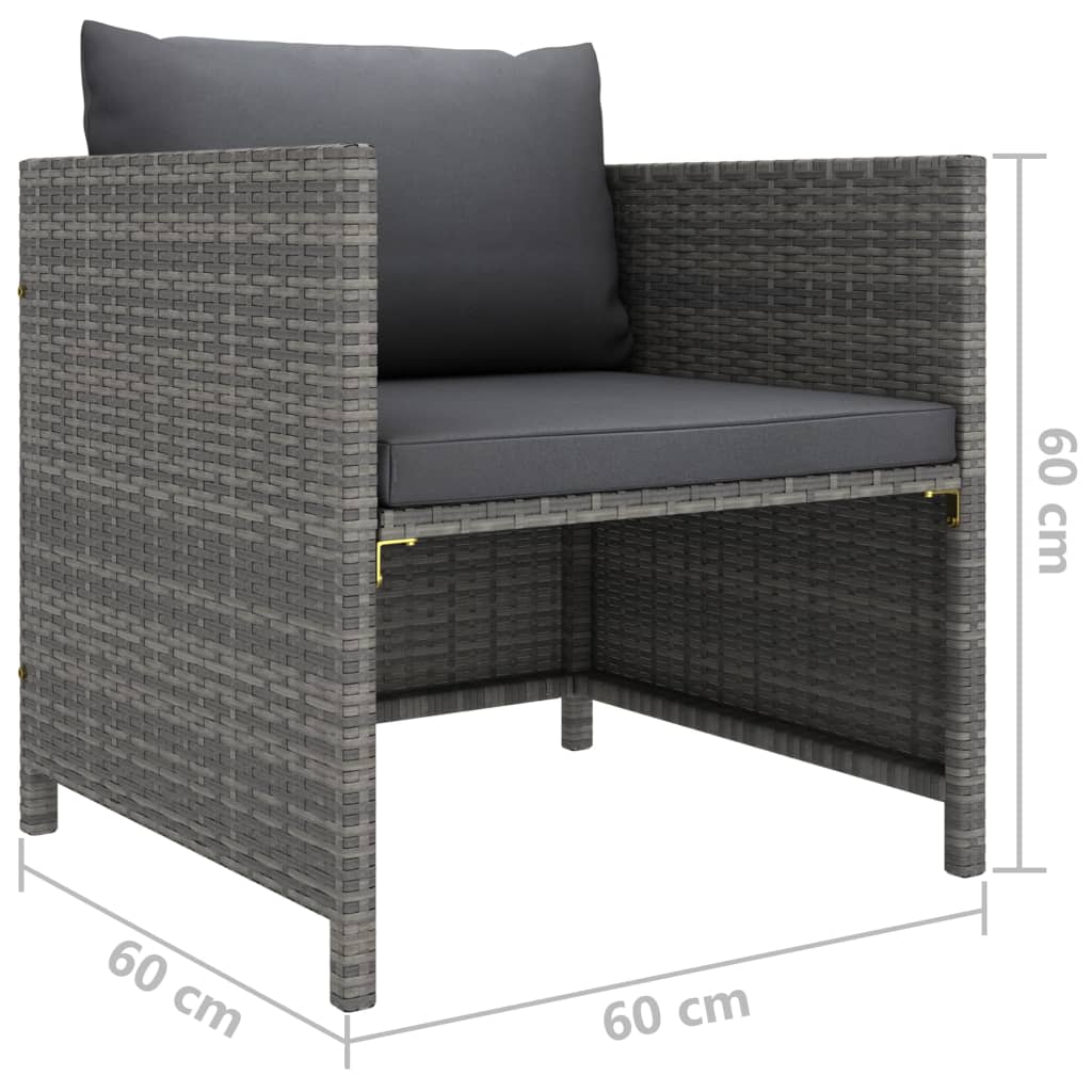 Set Divani da Giardino 12 pz con Cuscini in Polyrattan Grigio - homemem39