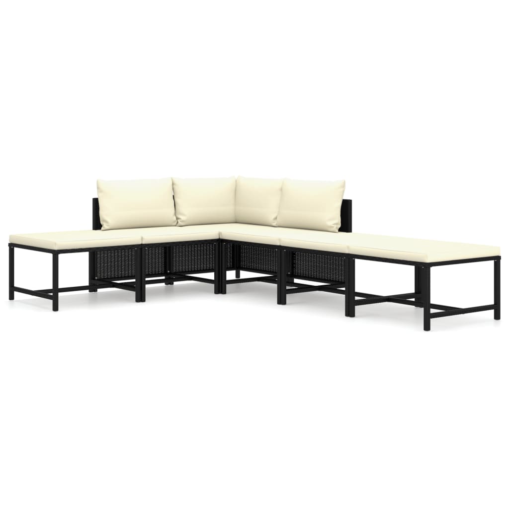 Set Divani da Giardino 6 pz con Cuscini in Polyrattan Nero - homemem39