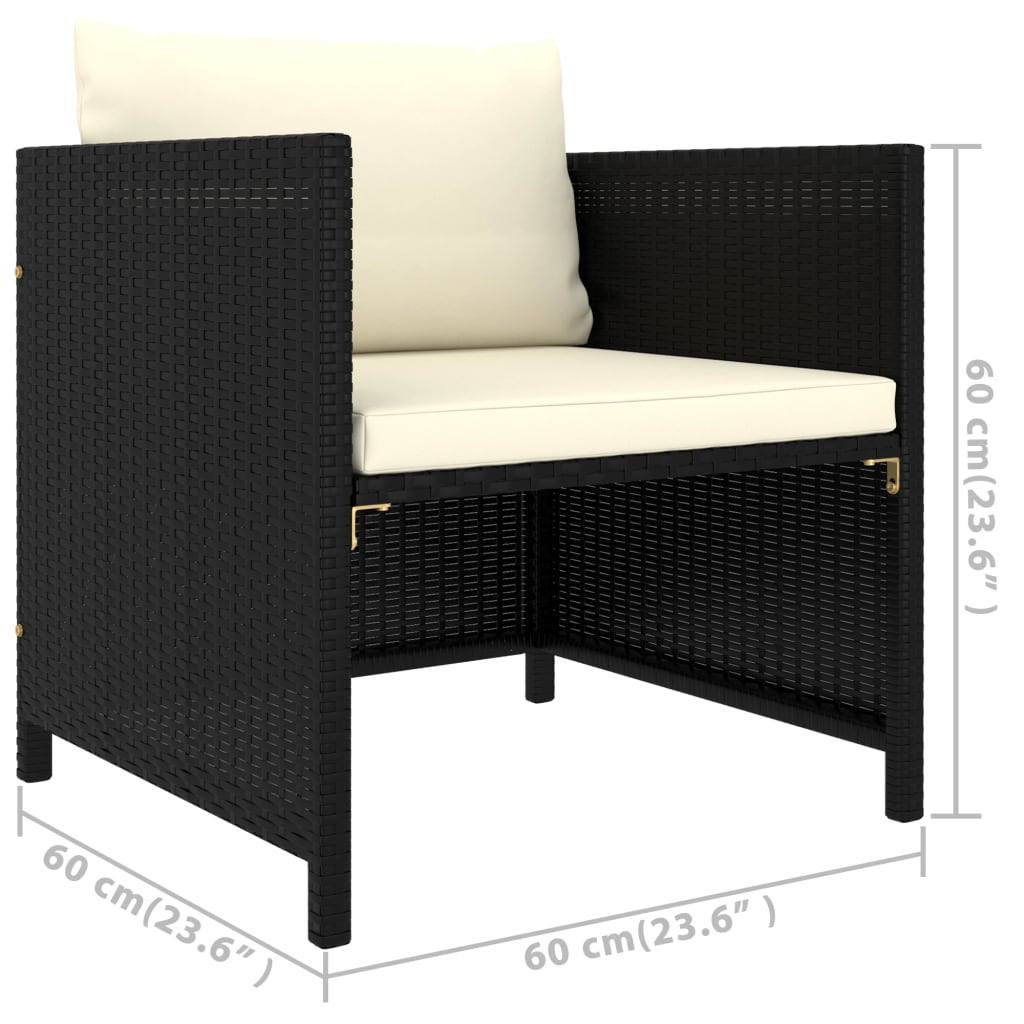 Set Divani da Giardino 6 pz con Cuscini in Polyrattan Nero - homemem39