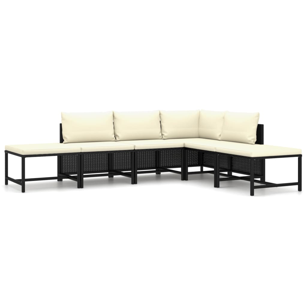 Set Divani da Giardino 6 pz con Cuscini in Polyrattan Nero - homemem39