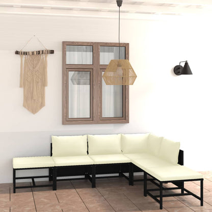 Set Divani da Giardino 6 pz con Cuscini in Polyrattan Nero - homemem39