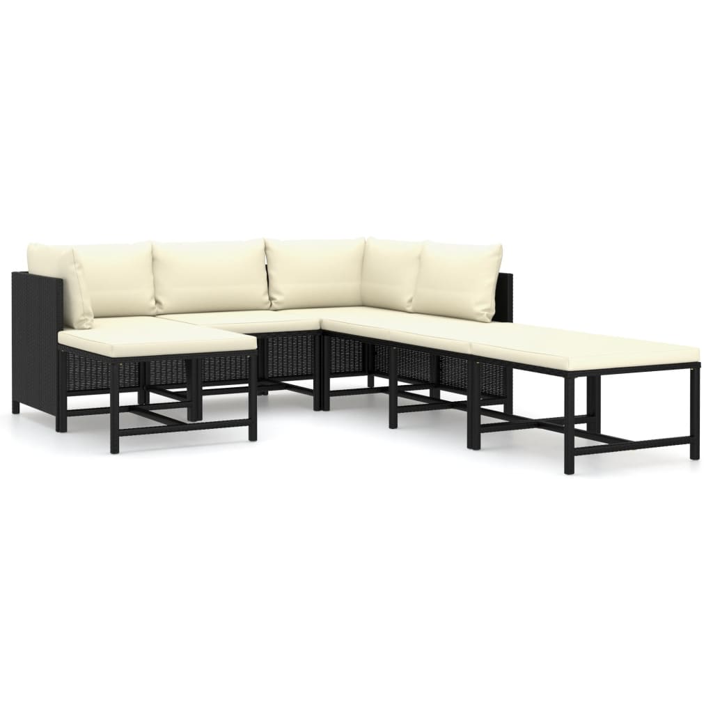 Set Divani da Giardino 7 pz con Cuscini in Polyrattan Nero - homemem39