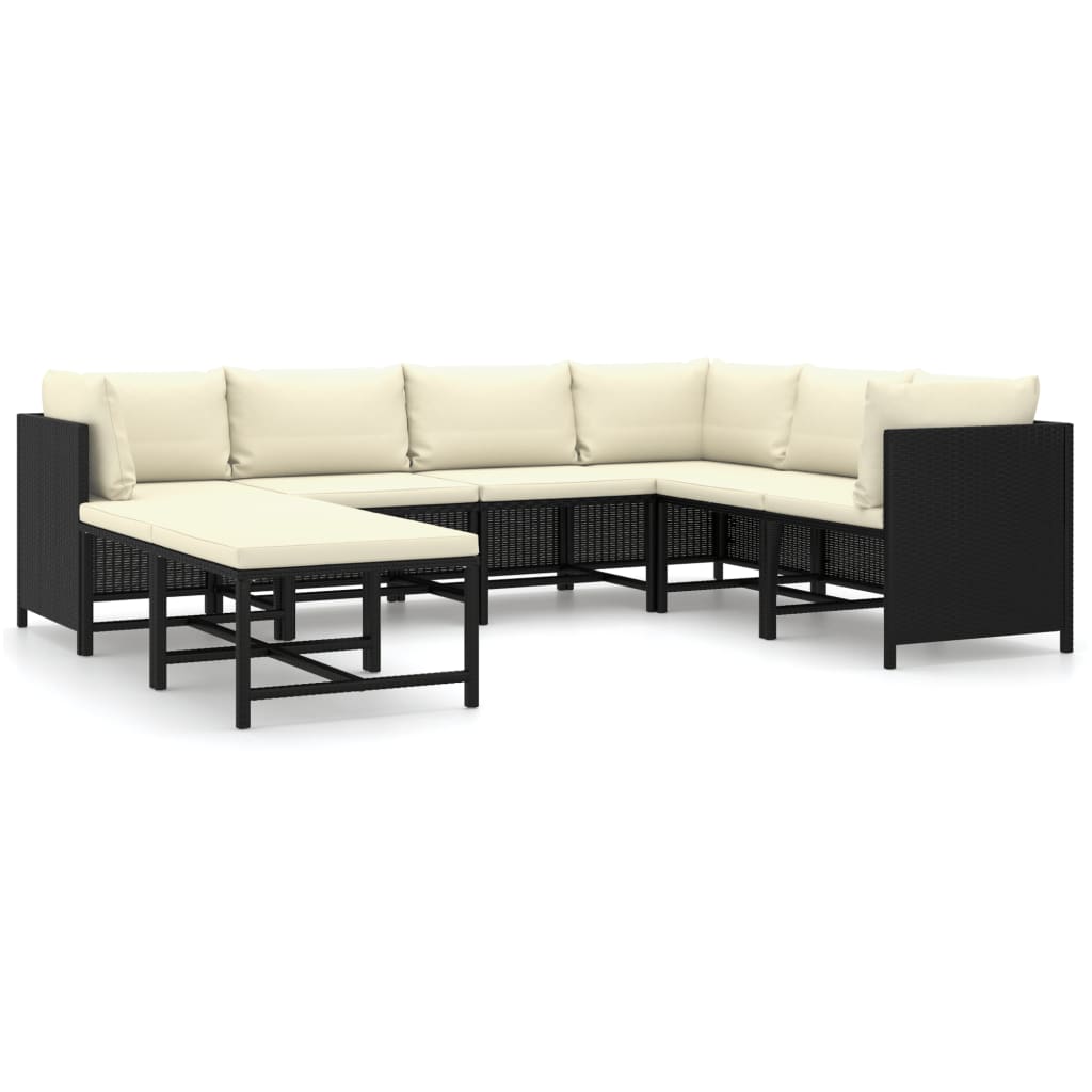 Set Divani da Giardino 8 pz con Cuscini in Polyrattan Nero - homemem39