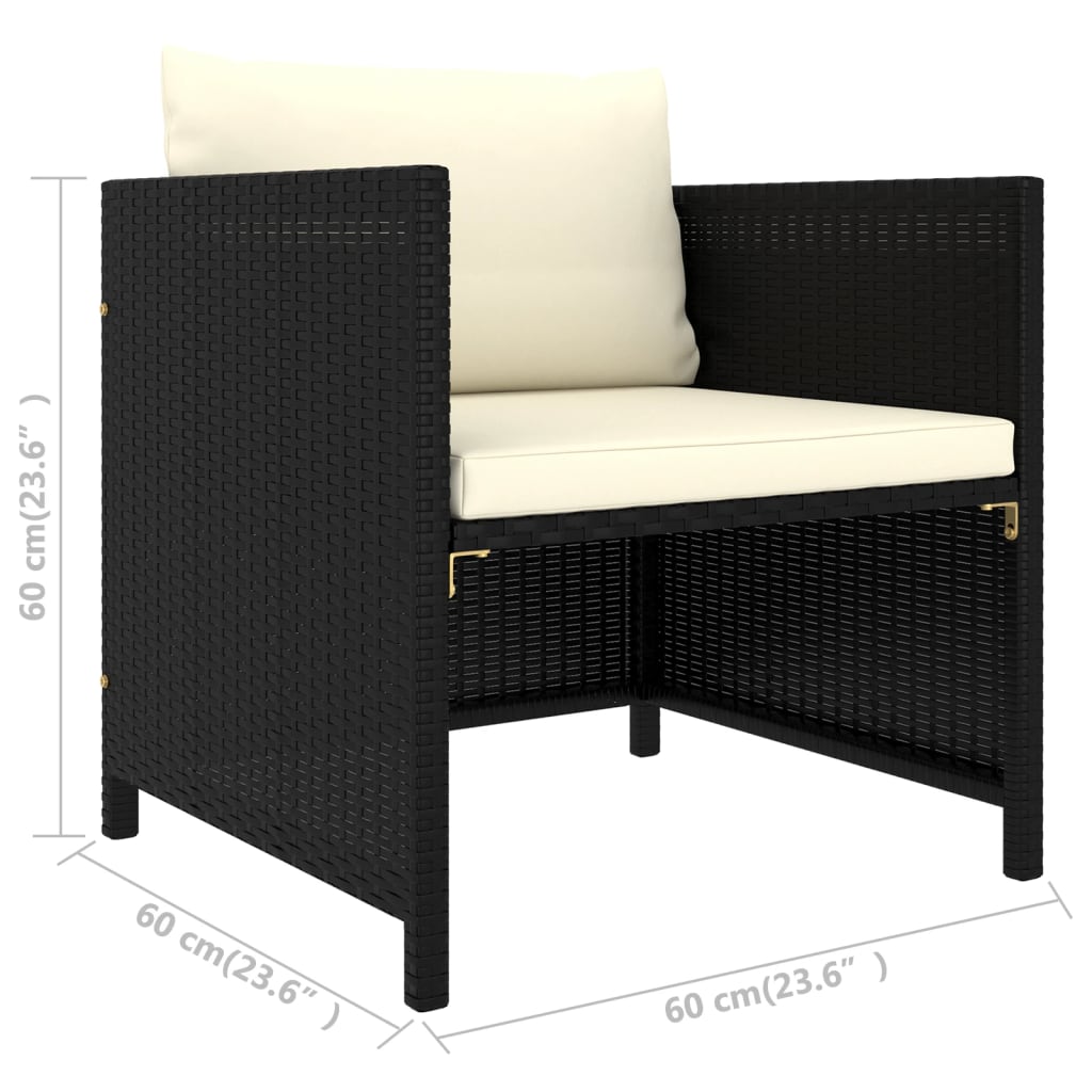 Set Divani da Giardino 12 pz con Cuscini in Polyrattan Nero - homemem39