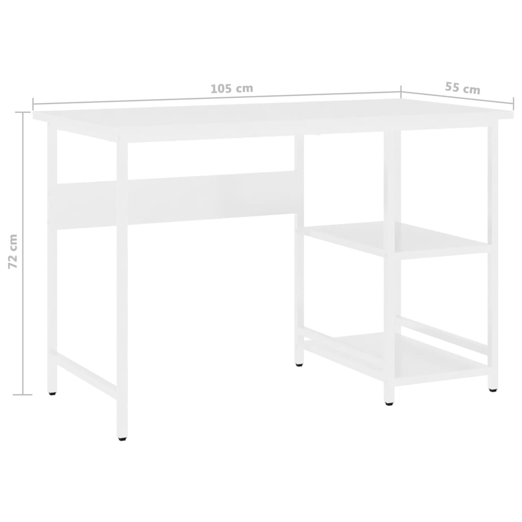 Scrivania per Computer Bianca 105x55x72 cm in MDF e Metallo - homemem39