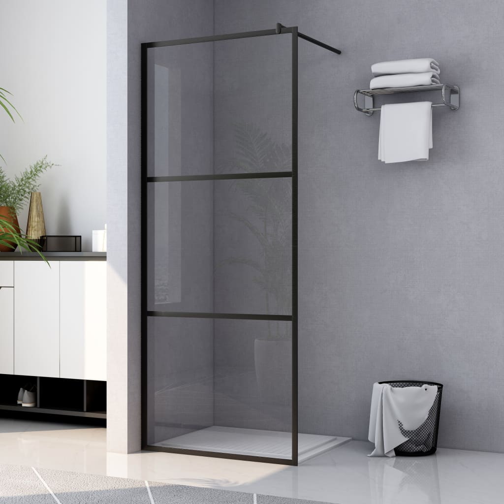 Parete Doccia Walk-in in Vetro Trasparente ESG Nera 115x195 cm - homemem39