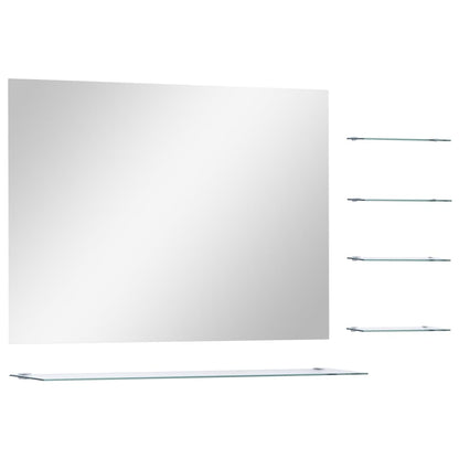Specchio da Parete con 5 Mensole Argento 80x60 cm - homemem39