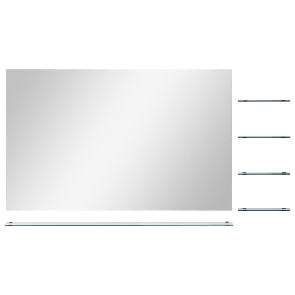 Specchio da Parete con 5 Mensole Argento 100x60 cm - homemem39