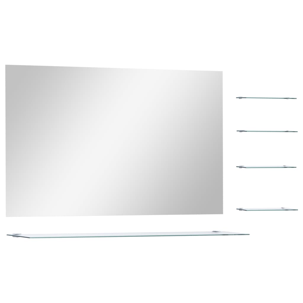Specchio da Parete con 5 Mensole Argento 100x60 cm - homemem39