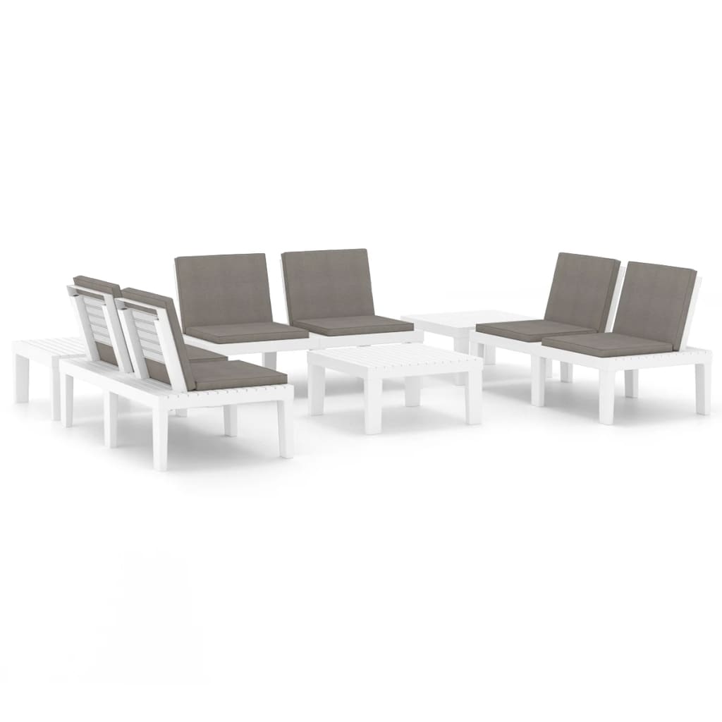 Set Divani da Giardino con Cuscini 6 pz in Plastica Bianco - homemem39