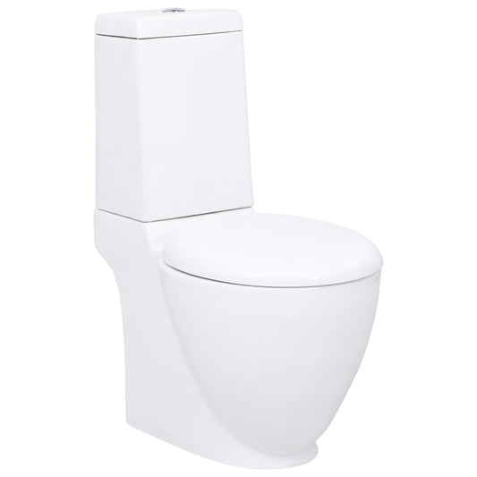 Vaso WC in Ceramica da Bagno Rotondo Base con Scarico Bianco - homemem39