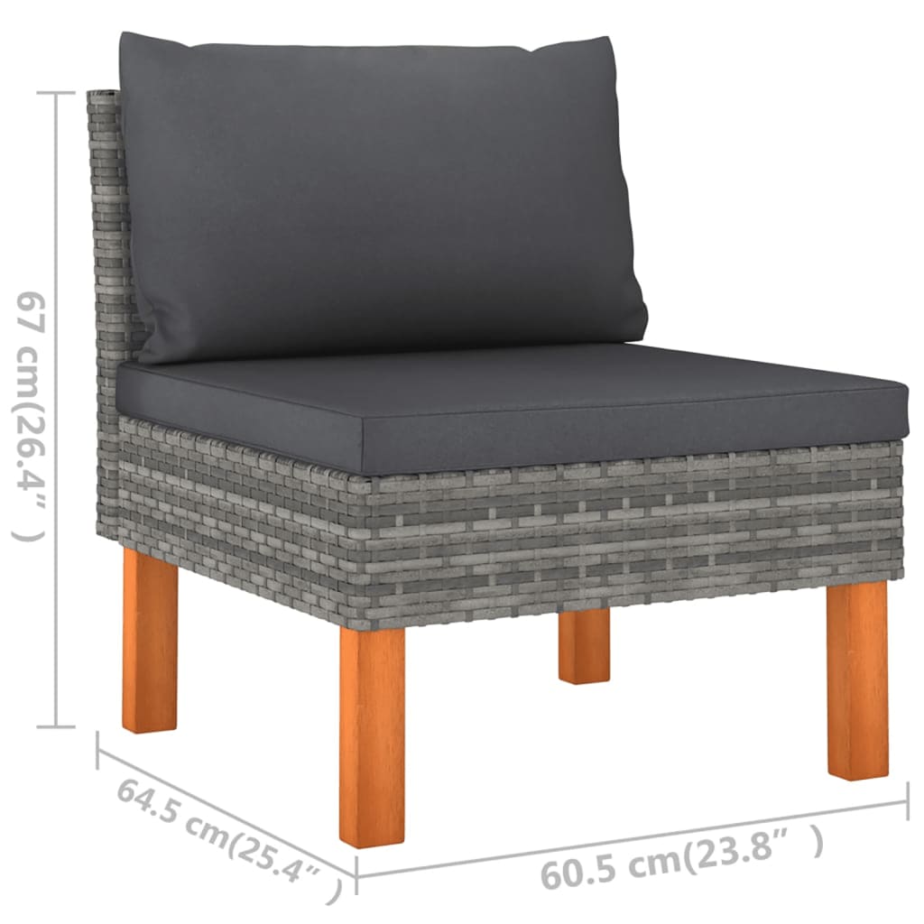 Set Divani da Giardino 5 pz con Cuscini in Polyrattan Grigio - homemem39