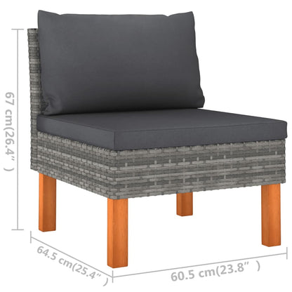 Set Divani da Giardino 5 pz con Cuscini in Polyrattan Grigio - homemem39