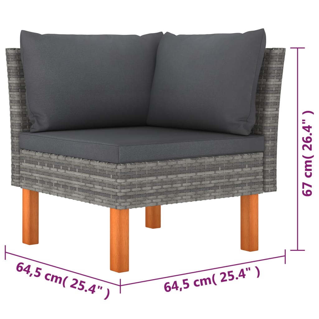 Set Divani da Giardino 6 pz con Cuscini in Polyrattan Grigio - homemem39