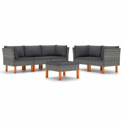 Set Divani da Giardino 6 pz con Cuscini in Polyrattan Grigio - homemem39