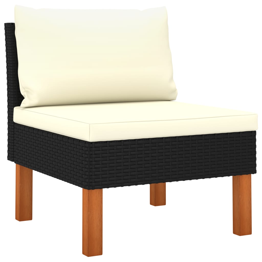 Set Divani da Giardino 5 pz con Cuscini in Polyrattan Nero - homemem39