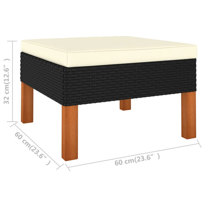 Set Divani da Giardino 5 pz con Cuscini in Polyrattan Nero - homemem39