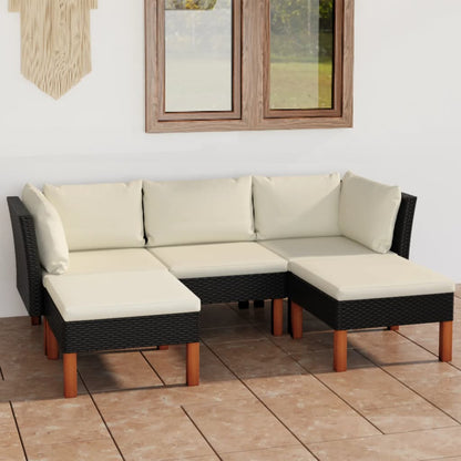 Set Divani da Giardino 5 pz con Cuscini in Polyrattan Nero - homemem39