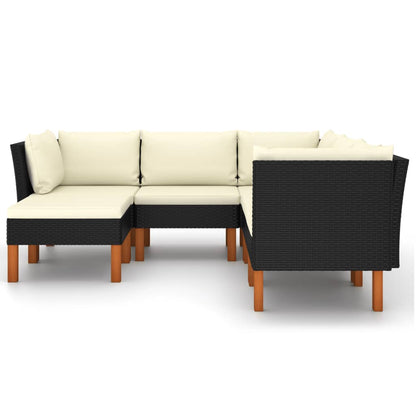 Set Divani da Giardino 6 pz con Cuscini in Polyrattan Nero - homemem39