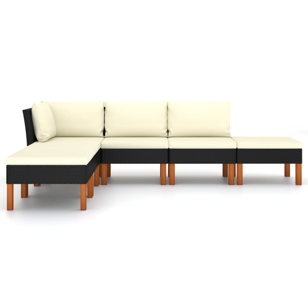 Set Divani da Giardino 6 pz con Cuscini in Polyrattan Nero - homemem39