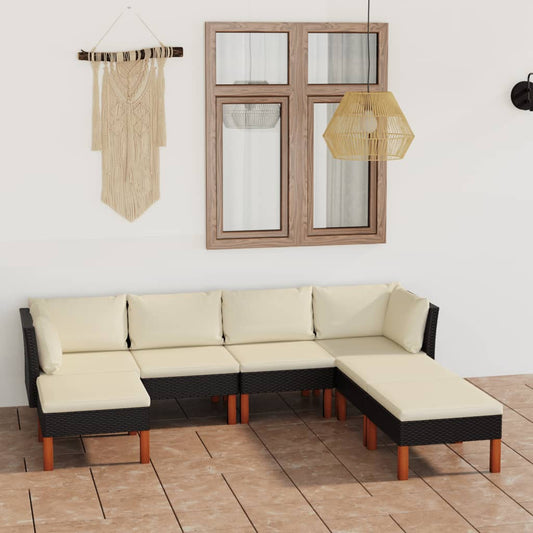 Set Divani da Giardino 7 pz con Cuscini in Polyrattan Nero - homemem39