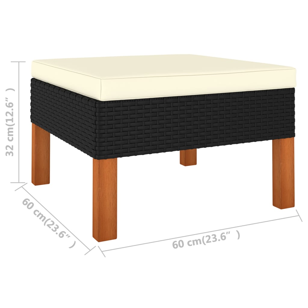 Set Divani da Giardino 8 pz con Cuscini in Polyrattan Nero - homemem39