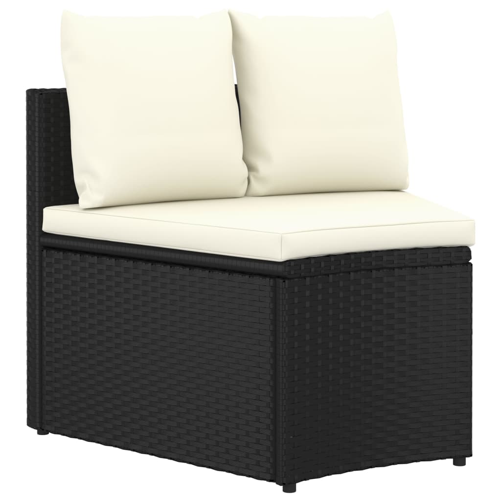 Set Divani da Giardino 7 pz con Cuscini in Polyrattan Nero - homemem39