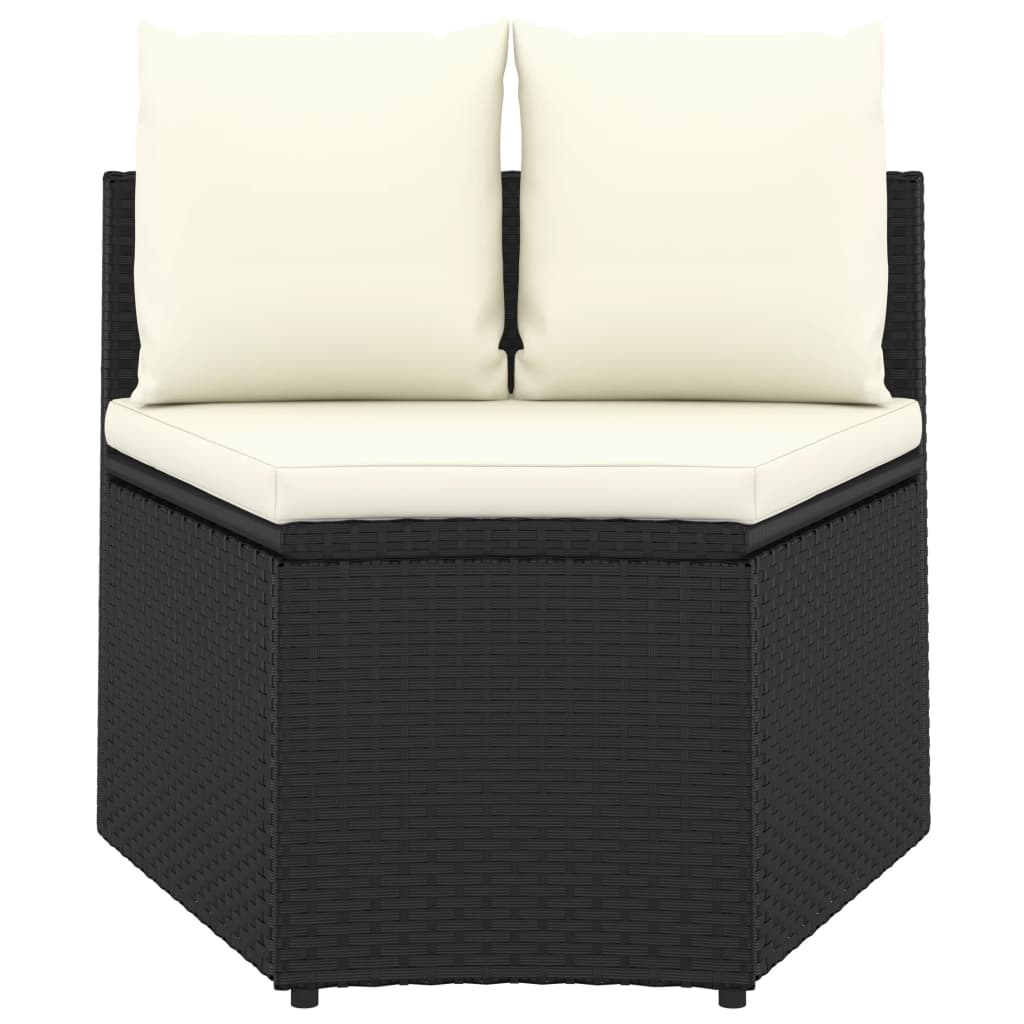 Set Divani da Giardino 7 pz con Cuscini in Polyrattan Nero - homemem39