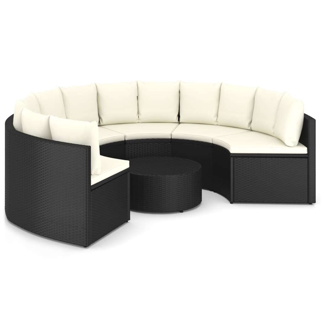 Set Divani da Giardino 7 pz con Cuscini in Polyrattan Nero - homemem39