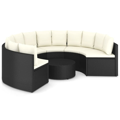 Set Divani da Giardino 7 pz con Cuscini in Polyrattan Nero - homemem39