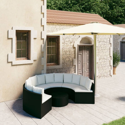 Set Divani da Giardino 7 pz con Cuscini in Polyrattan Nero - homemem39