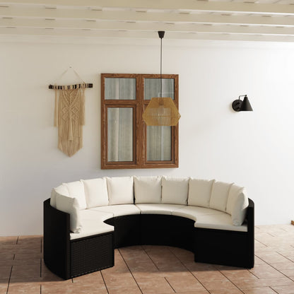 Set Divani da Giardino 6 pz con Cuscini in Polyrattan Nero - homemem39