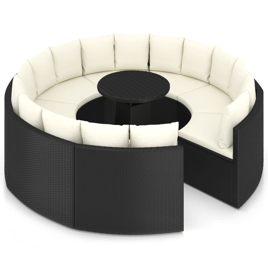 Set Divani da Giardino 9 pz con Cuscini in Polyrattan Nero - homemem39