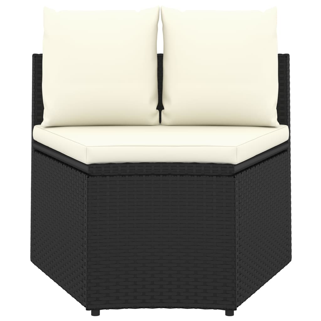 Set Divani da Giardino 9 pz con Cuscini in Polyrattan Nero - homemem39