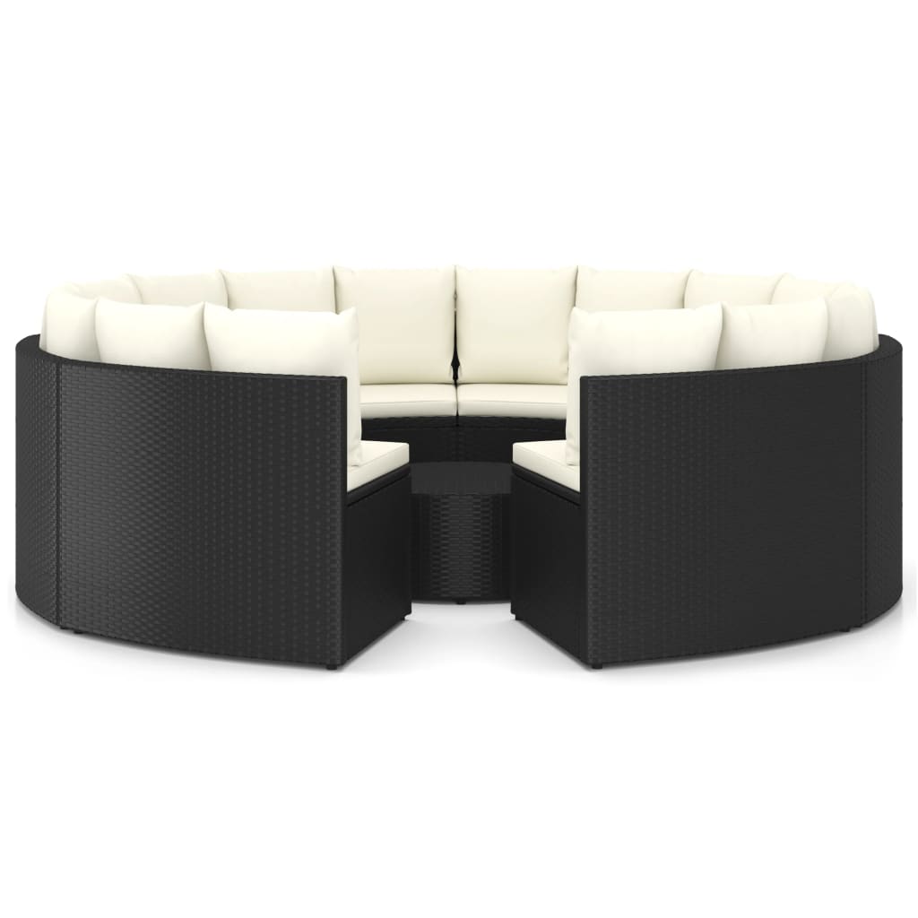 Set Divani da Giardino 9 pz con Cuscini in Polyrattan Nero - homemem39