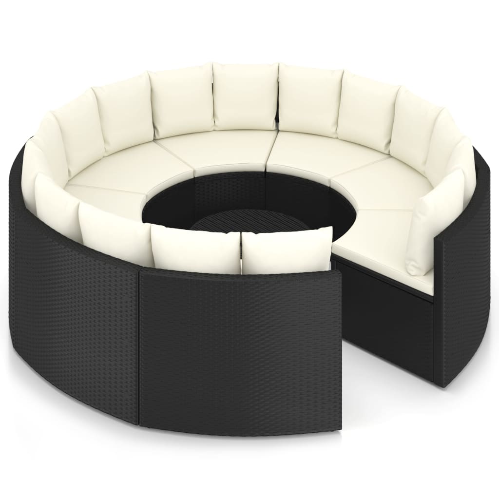 Set Divani da Giardino 9 pz con Cuscini in Polyrattan Nero - homemem39