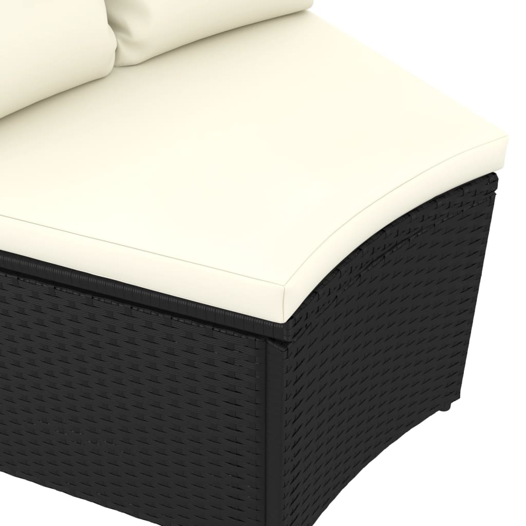 Set Divani da Giardino 9 pz con Cuscini in Polyrattan Nero - homemem39