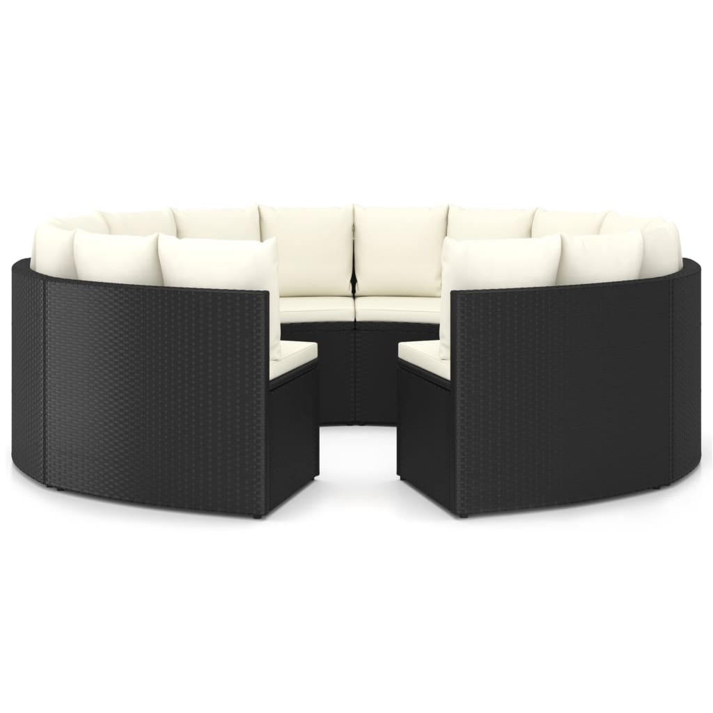 Set Divani da Giardino 8 pz con Cuscini in Polyrattan Nero - homemem39