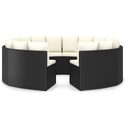 Set Divani da Giardino 8 pz con Cuscini in Polyrattan Nero - homemem39