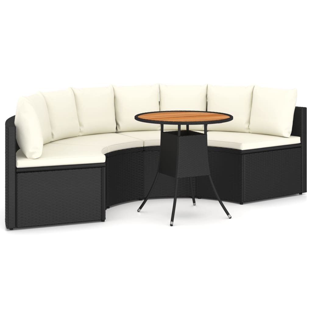 Set Divani da Giardino 5 pz con Cuscini in Polyrattan Nero - homemem39