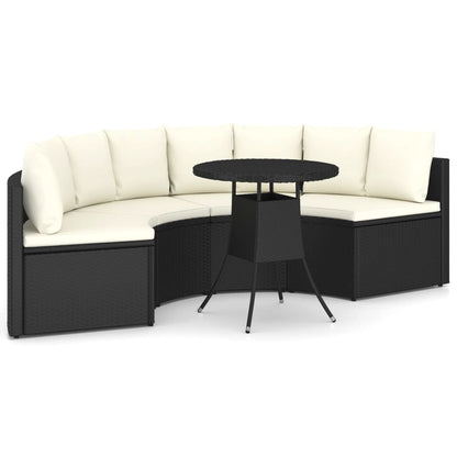 Set Divani da Giardino 5 pz con Cuscini in Polyrattan Nero - homemem39