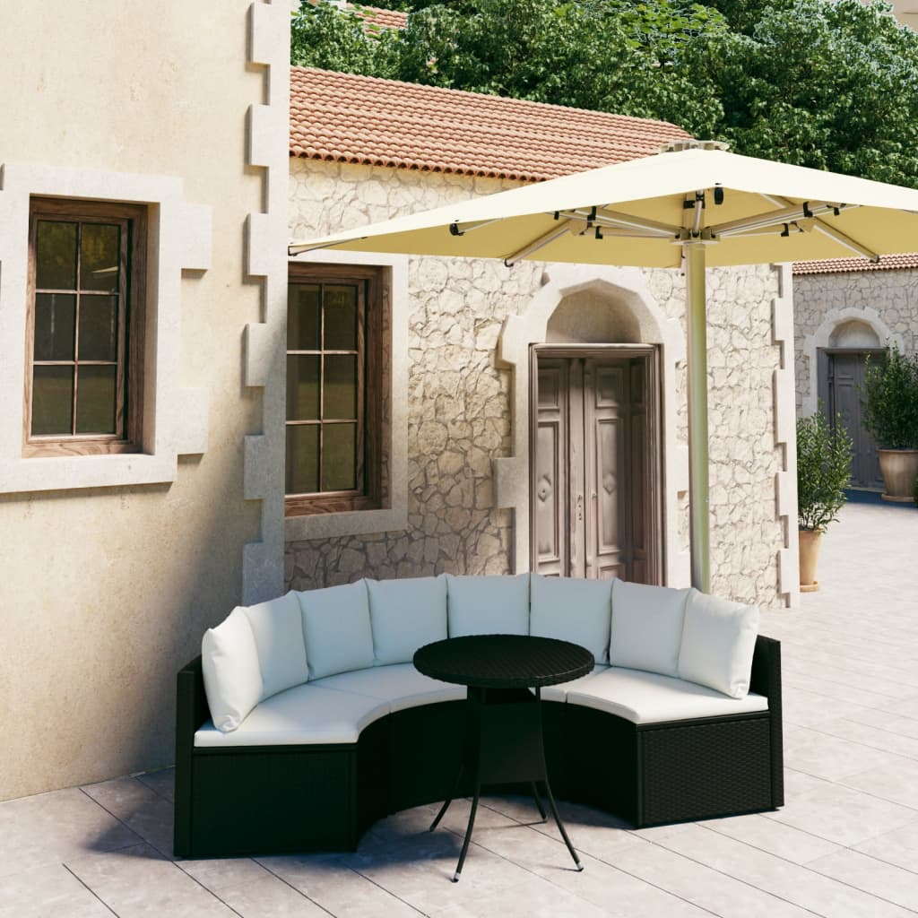 Set Divani da Giardino 5 pz con Cuscini in Polyrattan Nero - homemem39